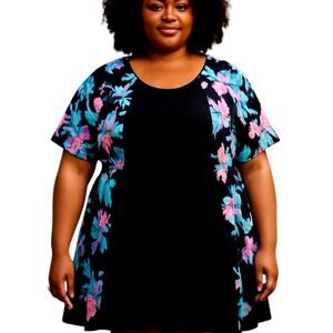 Women's 4XL Black One Piece TOP ONLY Swimsuit Plus Size 4X 26W 28W